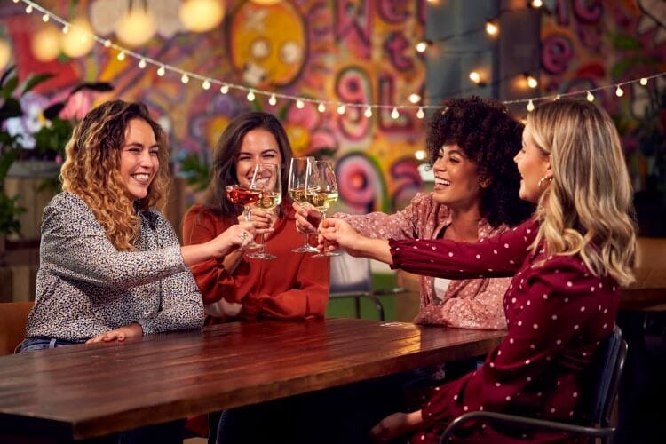 group of women toasting