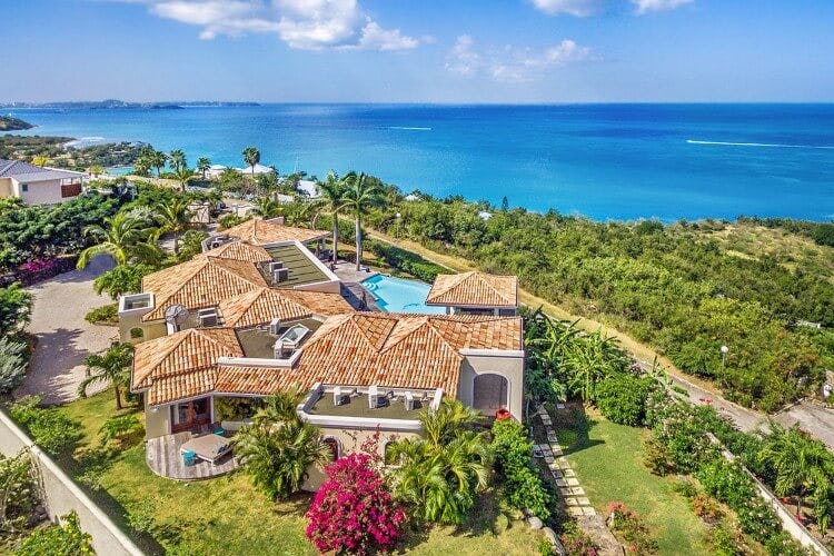 aerial image of vacation home by the sea