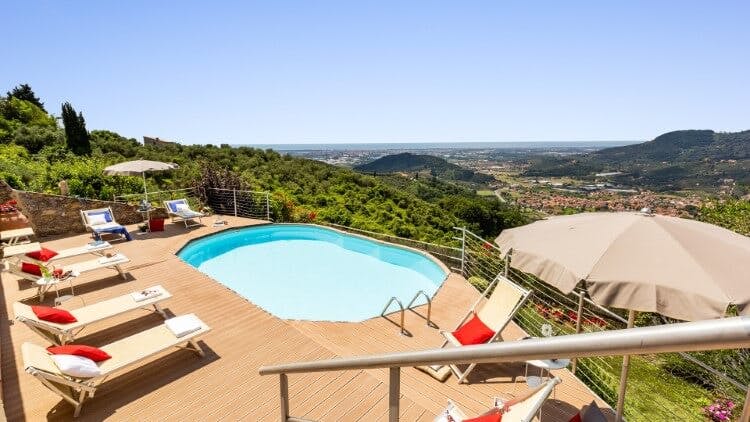 pool in tuscany overlooking landscape