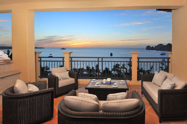 seating on balcony overlooking ocean