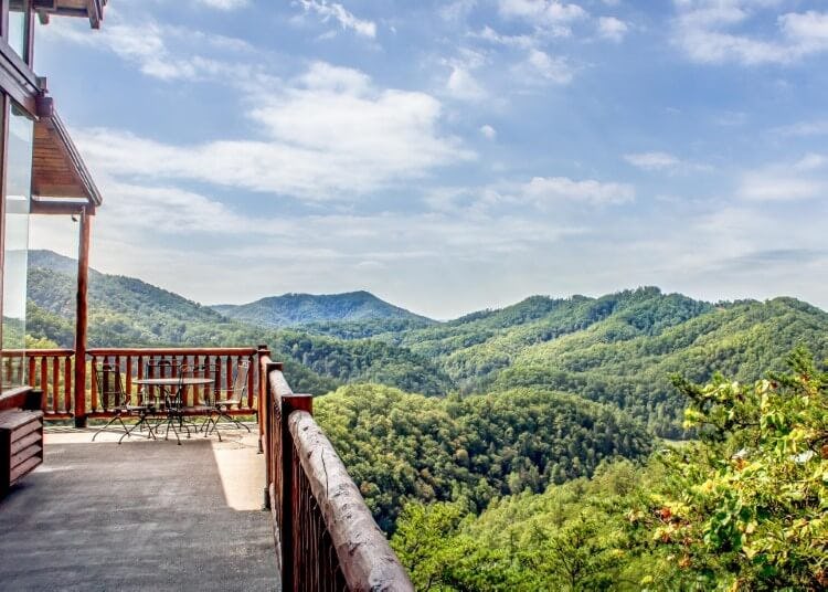 view over smoky mountains from balcony