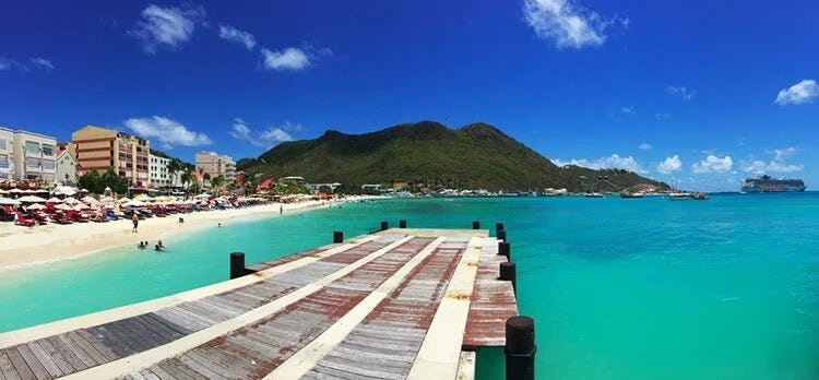 pier into a caribbean ocean