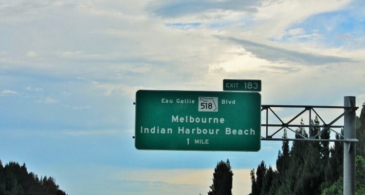 Melbourne Beach highway sign