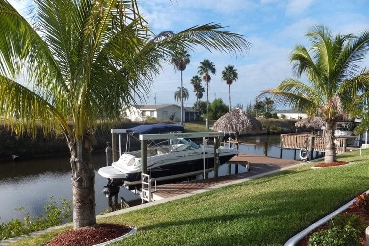 dock with a boat in cape coral