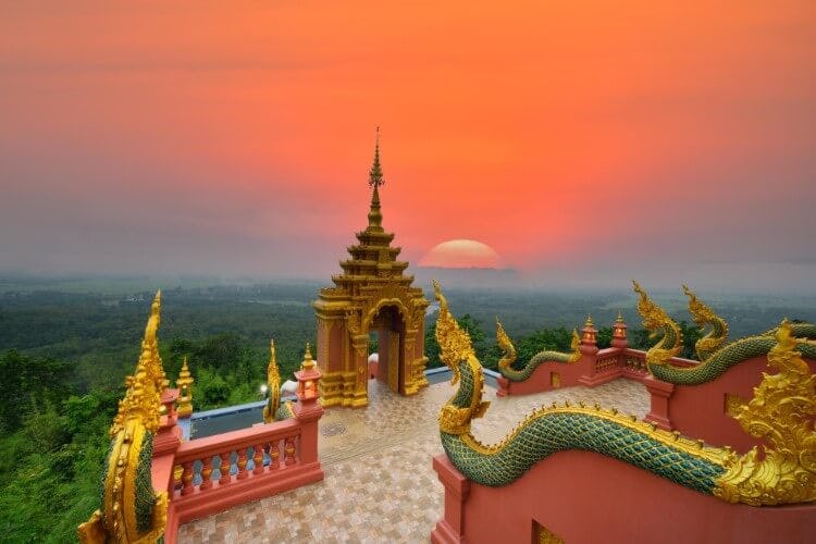 building in thailand at sunset