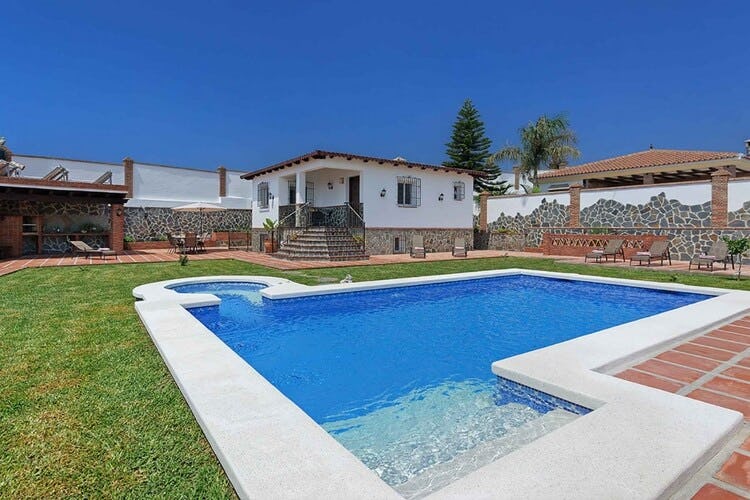 white villa with steps, pool, patio and lawn