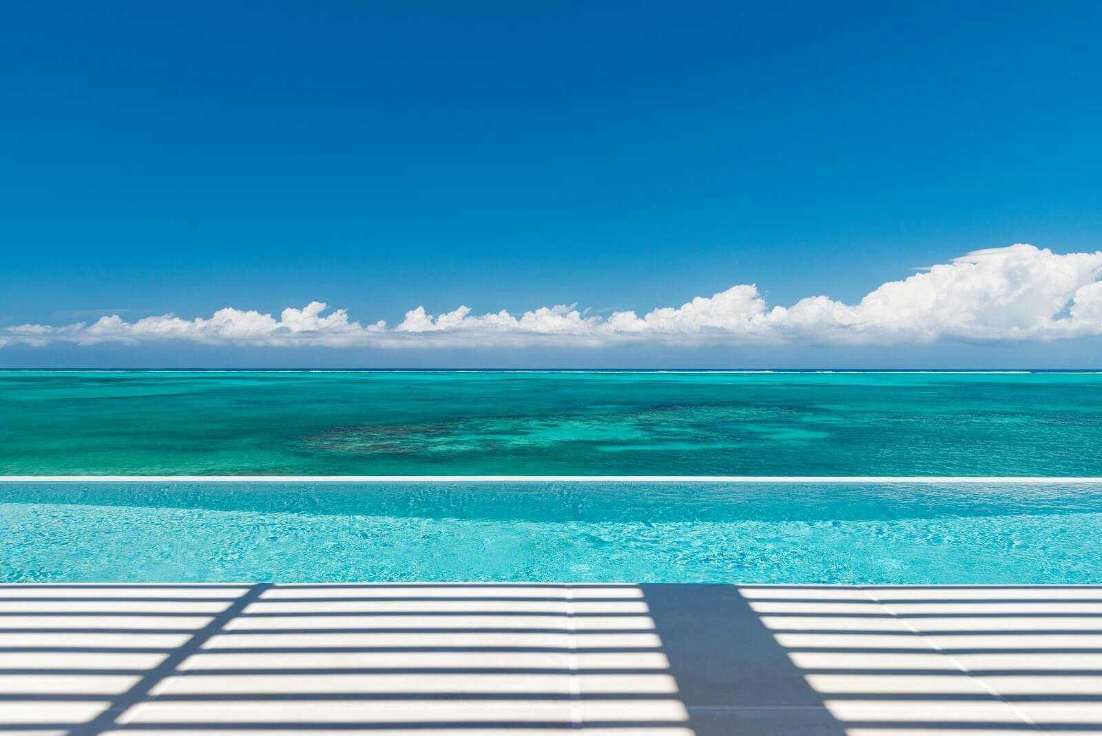 View of villa pool and ocean