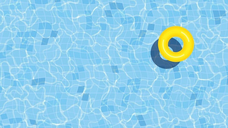 yellow ring in swimming pool