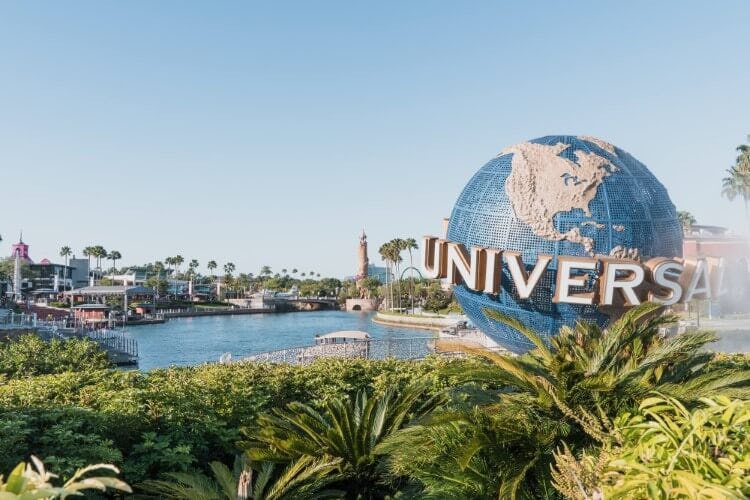 Universal Studios globe and park view