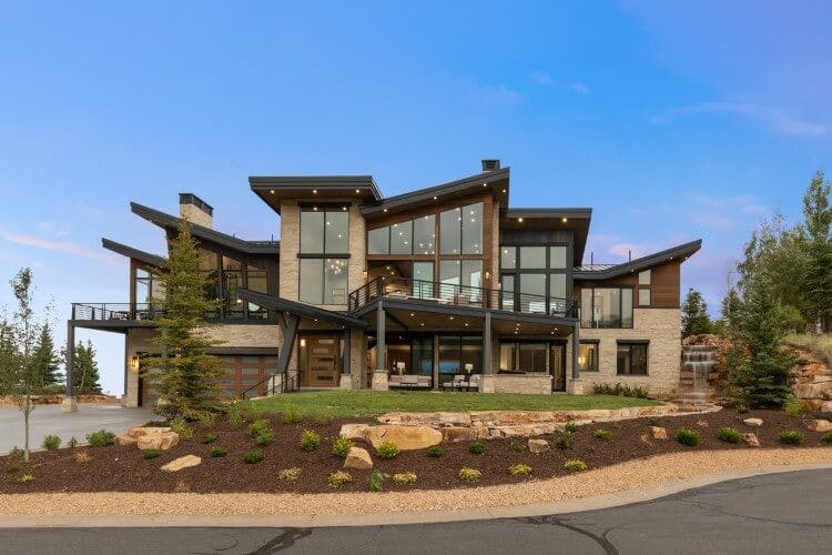 Park City 100 Utah villa; a large cabin-style home with panoramic glass windows