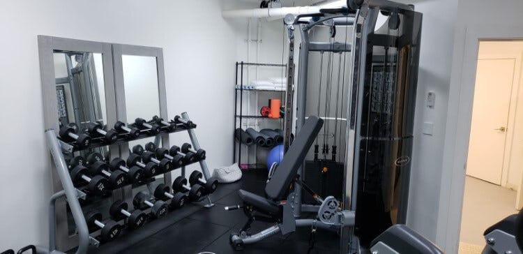 grey and white gym