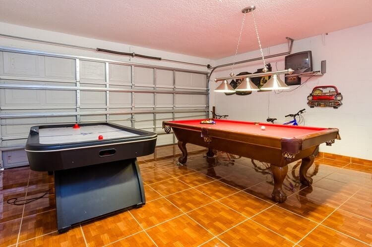 air hockey and pool table