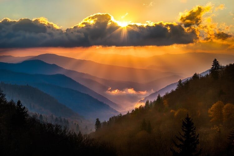 The Great Smoky Mountains at sunset