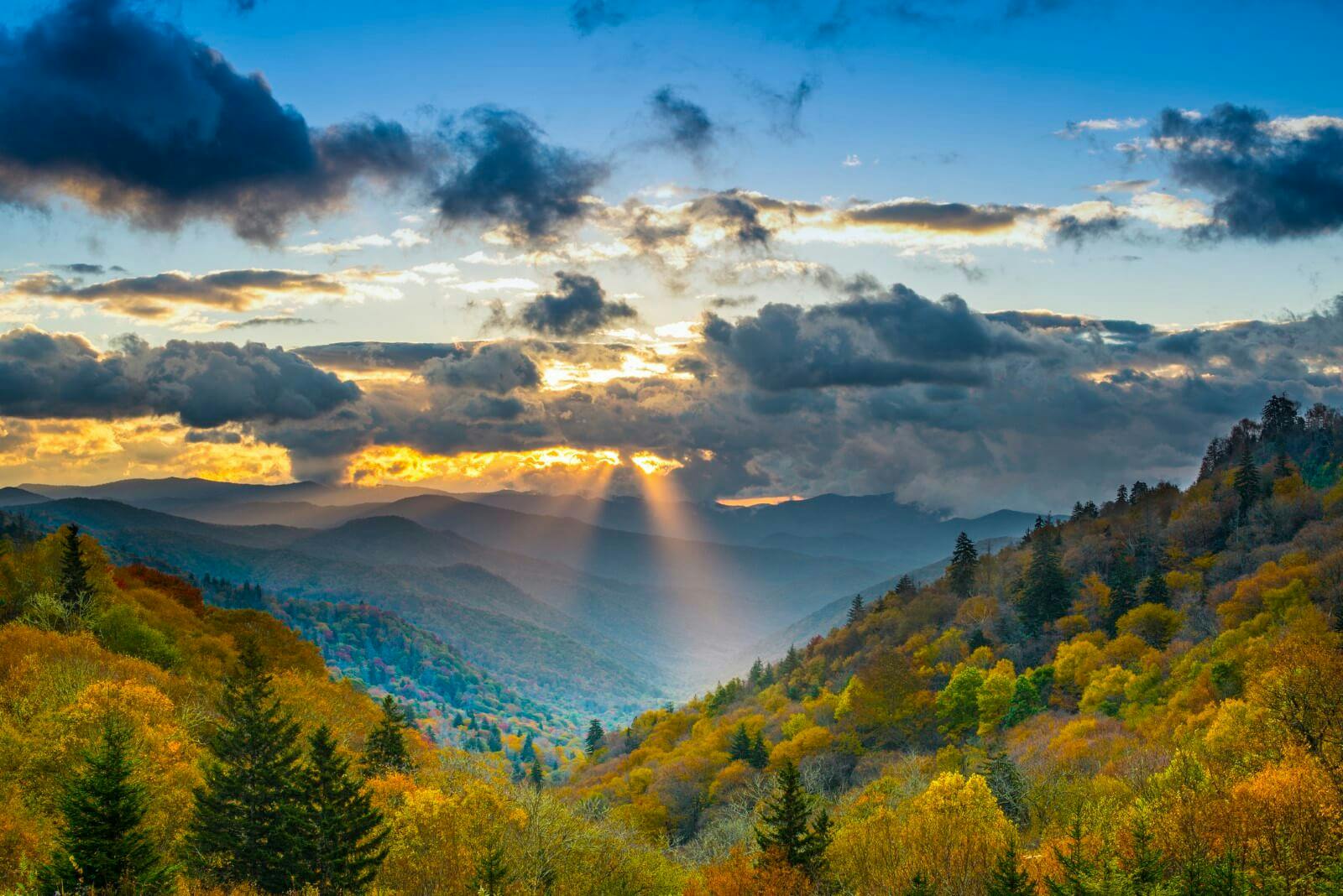 sunset over great smoky mountains