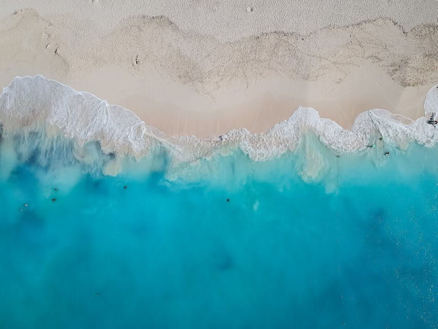 Ariel view of Turks and Caicos beach