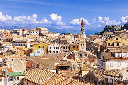 A view of the buildings in Corfu Old Town 