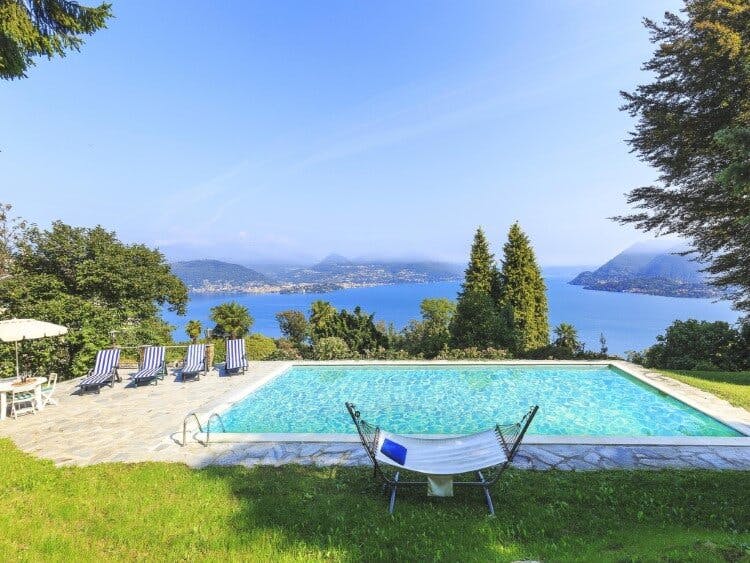 A private swimming pool overlooking Lake Maggiore