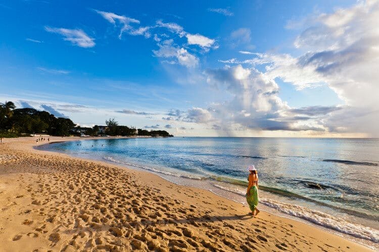 woman walking on tropical beach
