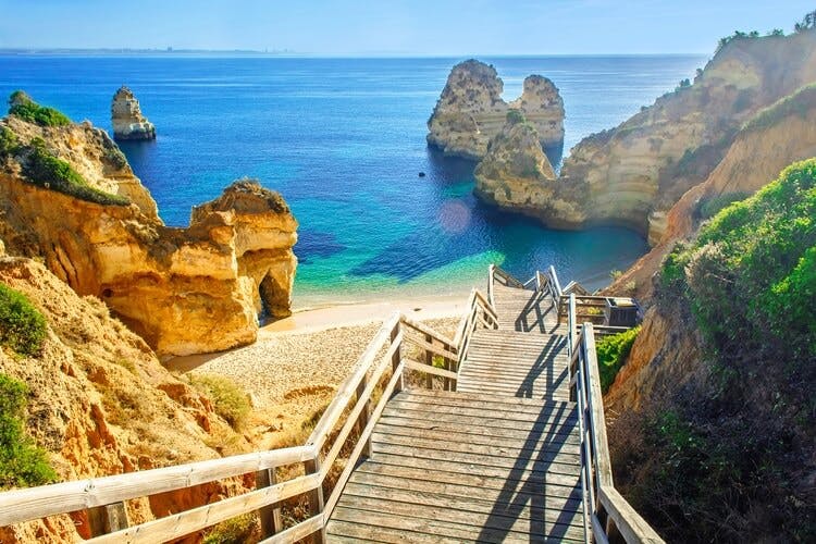 Stairs leading down to a beach in the Algarve