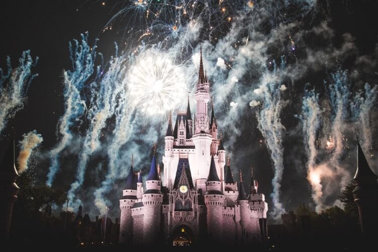 Cinderella's Castle at Walt Disney World's Magic Kingdom with fireworks