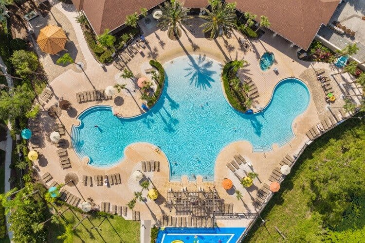 An ariel view of Windsor Hills Resort swimming pool