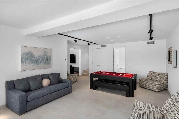 interior view with sofa and pool table