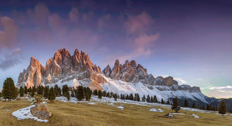 Italian alps at dusk