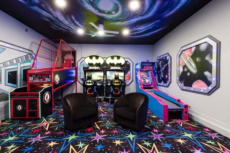 retro arcade style games room