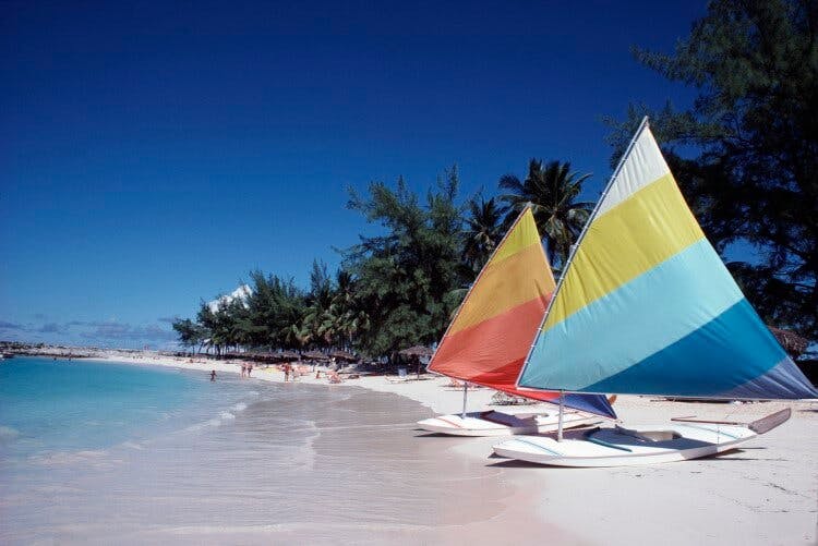 Catamarans on a Barbados beach