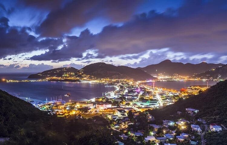 aerial view of st martin at night