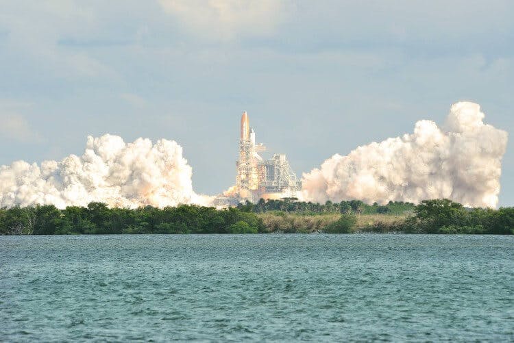 A shuttle take off at Kennedy Space Center