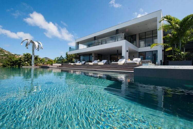 modern villa with large pool