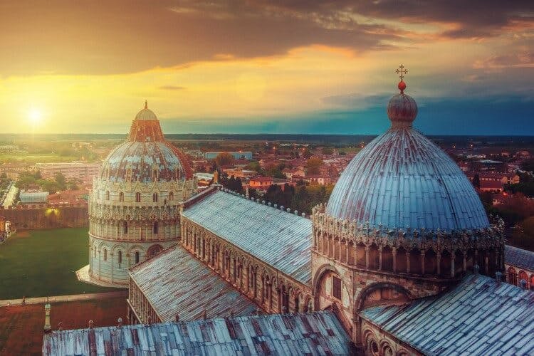 pisa cathedral at sunset