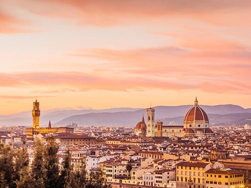 The view of Florence city skyline from Piazzale Michelangelo