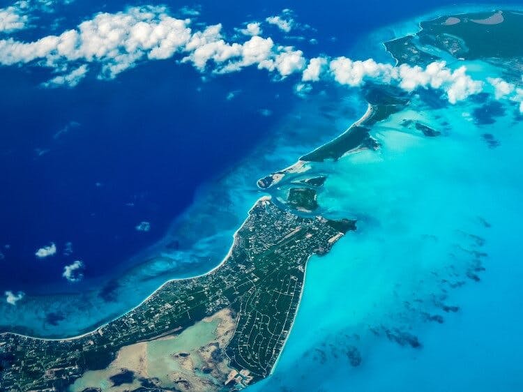 An ariel shot of Turks and Caicos