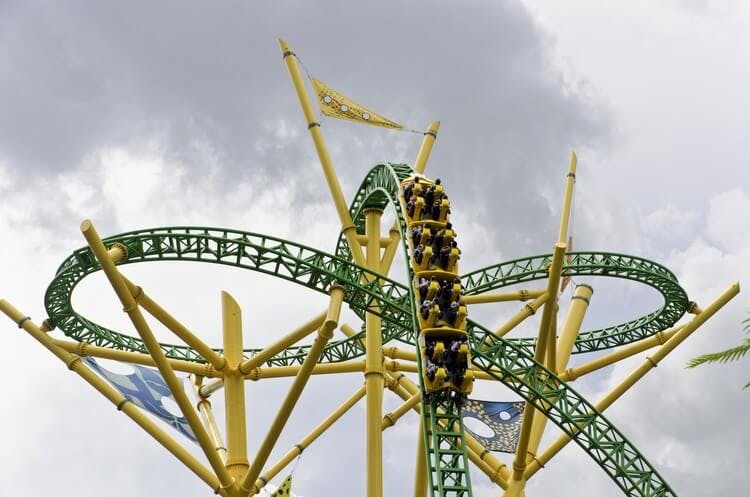 yellow and green rollercoaster