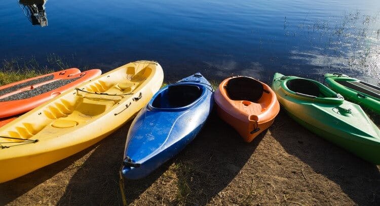 kayaks on the lakeside