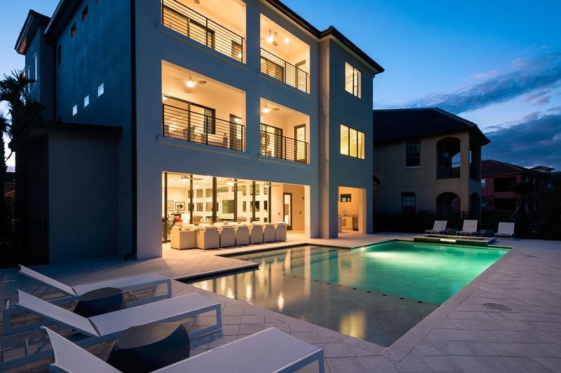 A dazzling and modern style pool area