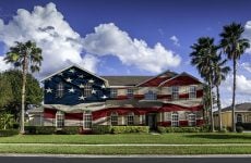 Orlando vacation rental edited to have American flag printed across the front