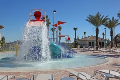 Championsgate Resort kids splash zone with slides and waterfall
