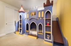 Princess themed bedroom with castle bed in Orlando vacation rental