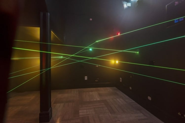 This luxury villa features a laser maze