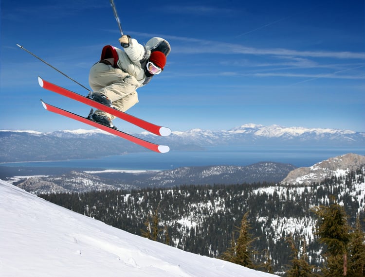 Skier taking to the slopes of Lake Tahoe