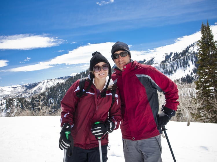 Couple skiing in Utah