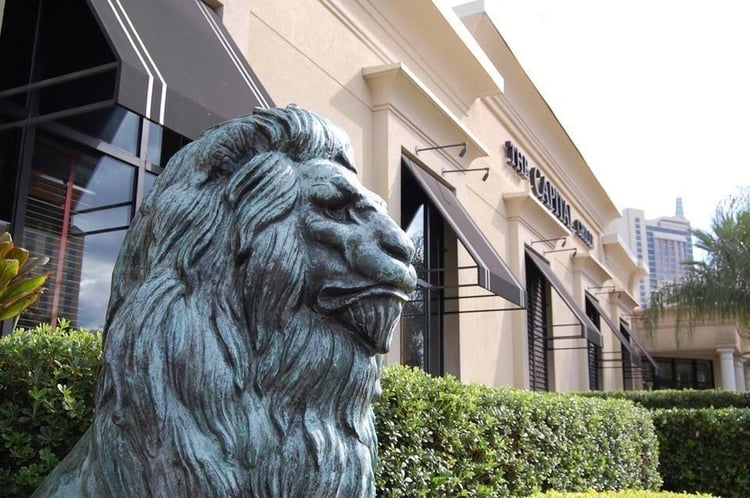 One of the best places to eat in Orlando , the capital grille lion statue
