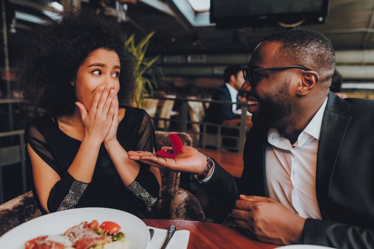 Surprise proposal at a restaurant