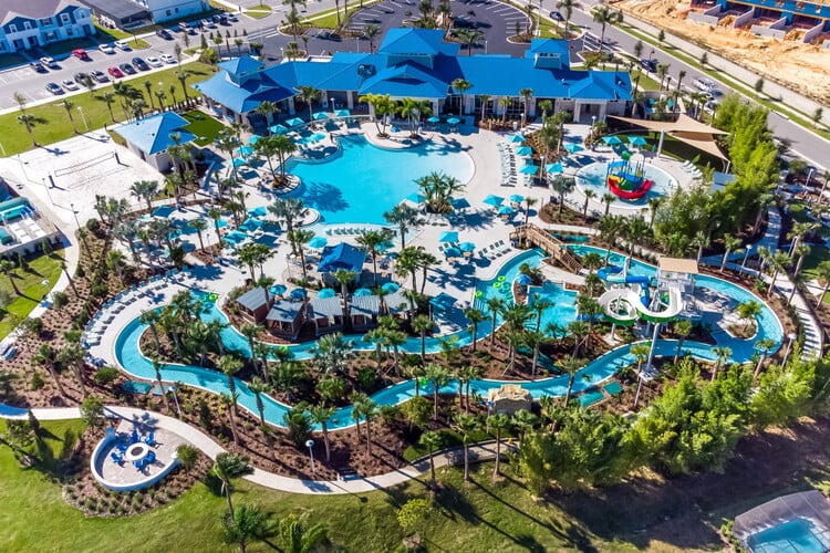 Orlando resorts with water park. Aerial view of the Windsor Island Resort water park. 