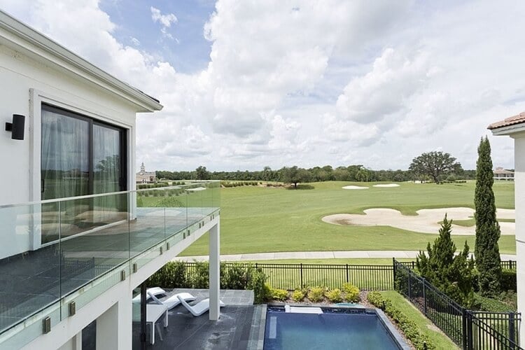 This Reunion Resort vacation home offers excellent views of the resort golf course