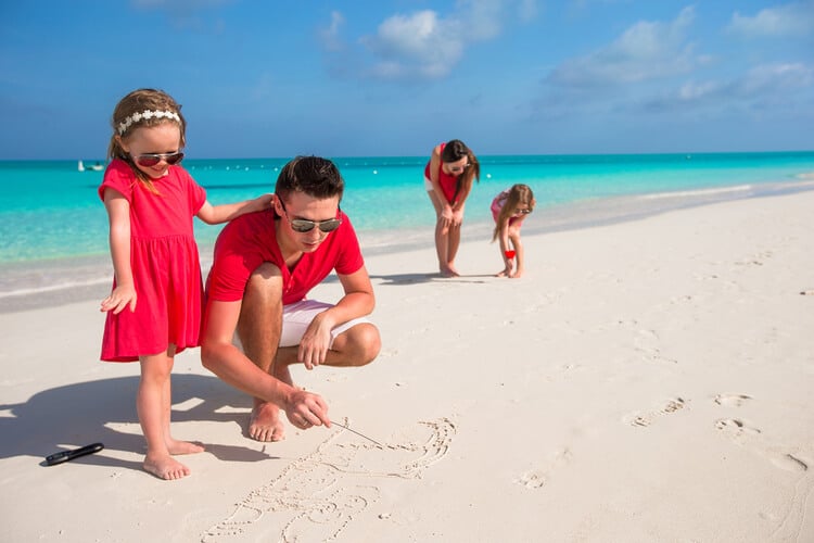 The pristine beaches of Turks and Caicos are ideal for fun family vacations.