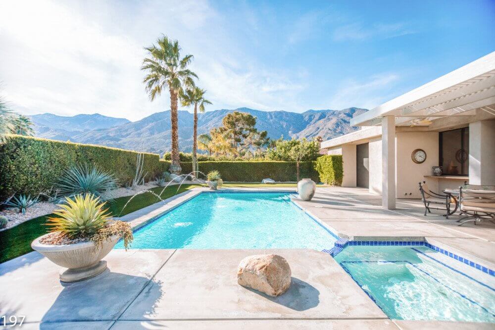 Palm Springs villa with private pool and a mountain view.